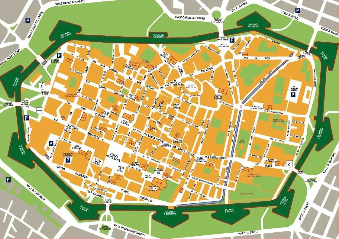 Plan Du Centre Historique De Lucques