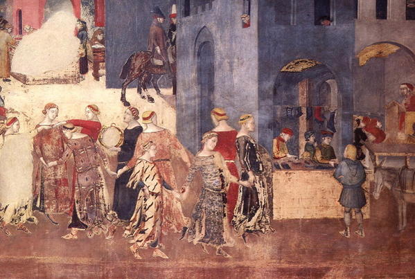 Ambrogio Lorenzetti, Effets du bon gouvernement à la ville (détail), 1338-1340