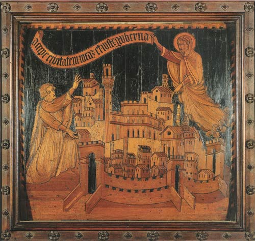 panneau de Domenico di Niccolo': La Vierge confie Sienne à un magistrat